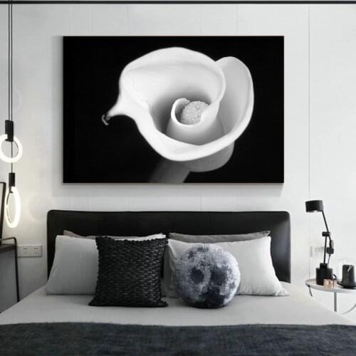 Nordic Black White Flowers Canvas Posters Print Unique Decor Wall Art Pictures for Living Room Bedroom Entrance Studio Cafe Bar