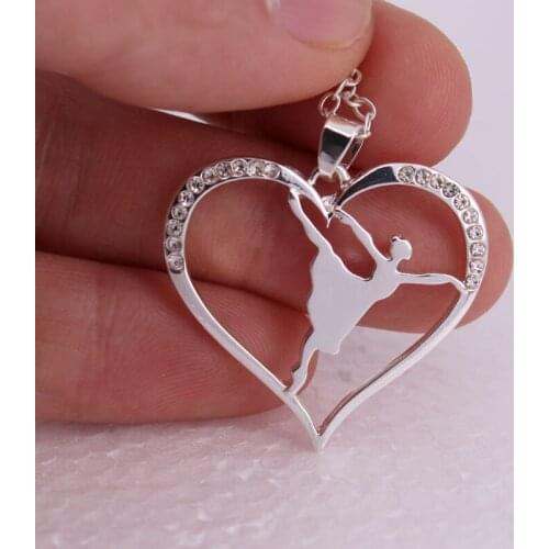Hzew new heart shape dancing girl pendant necklace gold and silver color girl necklaces gift