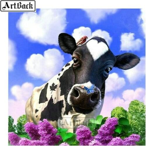 New 5D DIY Diamond Painting Cow Picture 3d Diamond Embroidery Animal Mosaic Home Decoration Painting