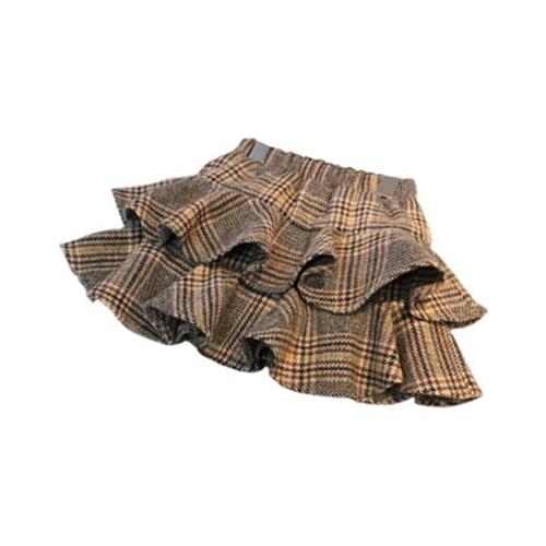 New Style Baby Girls Tutu Skirts Winter Worsted Thicken Plaid Kids Skirt 2019 Spring Double Layer Pleated Princess Short Dress