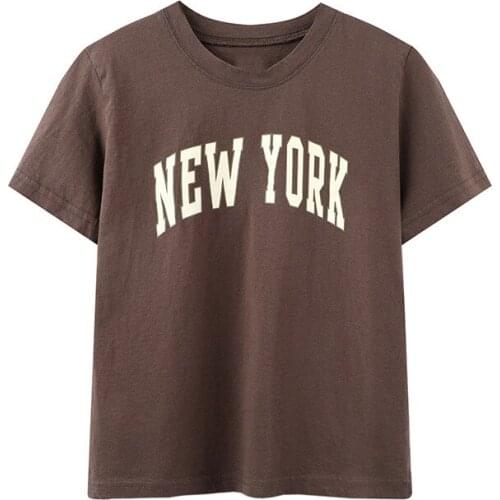 Casual Women Soft Cotton O Neck Slim T-shirt 2021 Summer Fashion Ladies High Street Vintage T-shirt Female Letter Short T-shirt