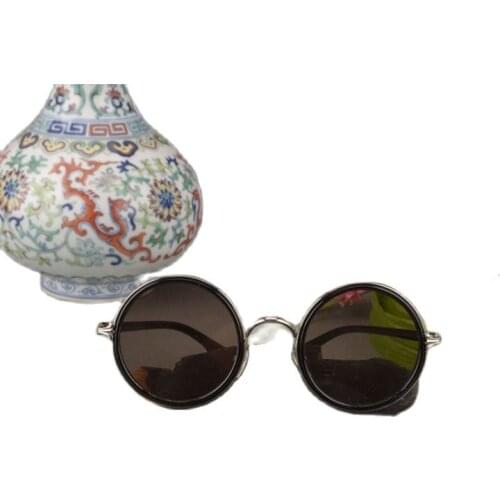 Old Shanghai Republic natural crystal glasses pure copper frame sunglasses