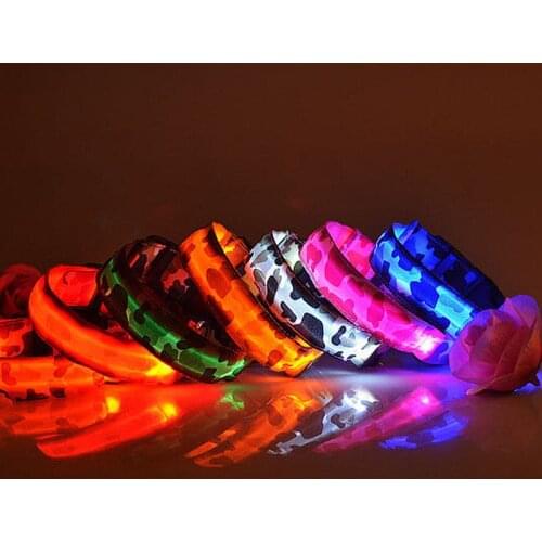 Dogs Luminous Fluorescent Collar Pet Supplies Nylon Dog Collar Night Safety LED Glow Dog Harness Cat Collar Glow In The Dark