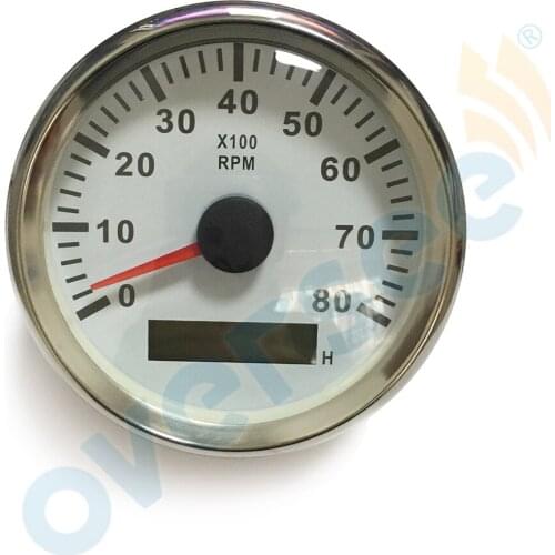 OVERSEE 3.5 Inches 85MM Tachometer with LCD Hourmeter White color 8000 RPM with light inside
