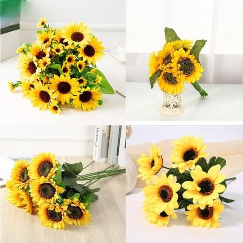 High Quality Artificial Sunflower Bouquet Silk Flower DIY Home Garden Party Wedding Decoration