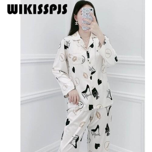 WIKISSPJS New Pajamas for Women In Autumn Long Sleeve Cardigan Pajamas Suit Lounge Wear Bedroom Set Lounge Sets Sleepwear