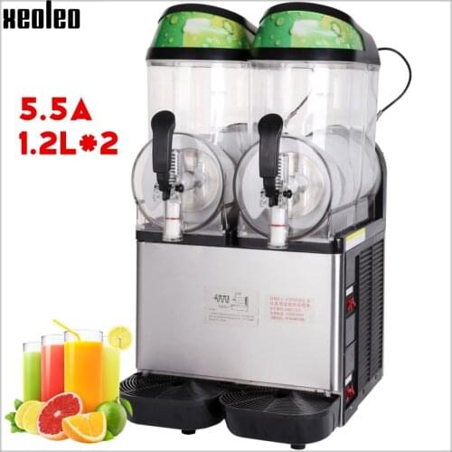 XEOLEO Double tanks Slush machine 12L*2 Stainless steell Snow melting machine 220V Ice cream maker Cold drinking dispenser