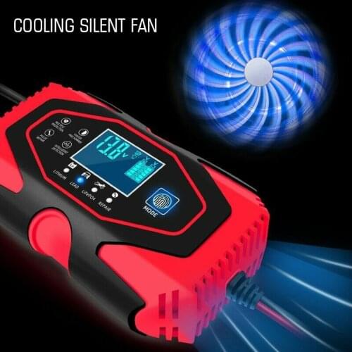 12V 24V Car Motorcycle Battery Charger Lead-acid AGM GEL Lithium Smart Repair LCD Battery Charger For Car Motorcycle Lead