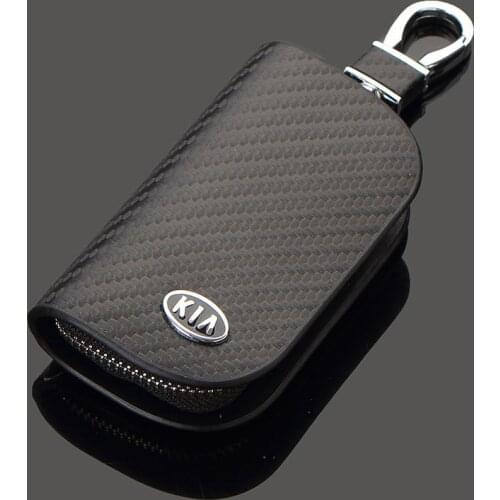 1pcs Leather Car Key Case Keychain For Kia Niro 2017 2018 2019 Rio K3 k5 Sportage Remote Cover With Metal Logo Car Accessories