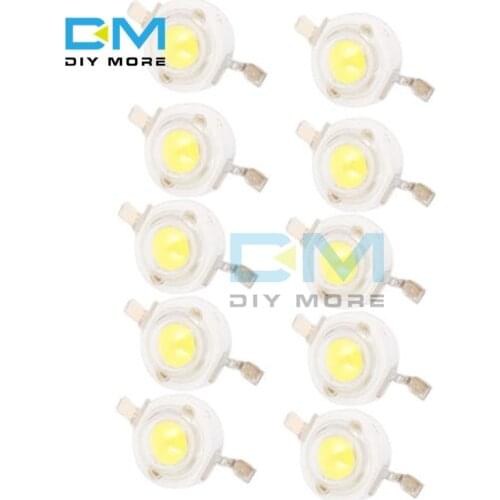 10PCS 1W LED High power Lamp beads Pure White 300mA 3.2-3.4V 100-120LM 30mil