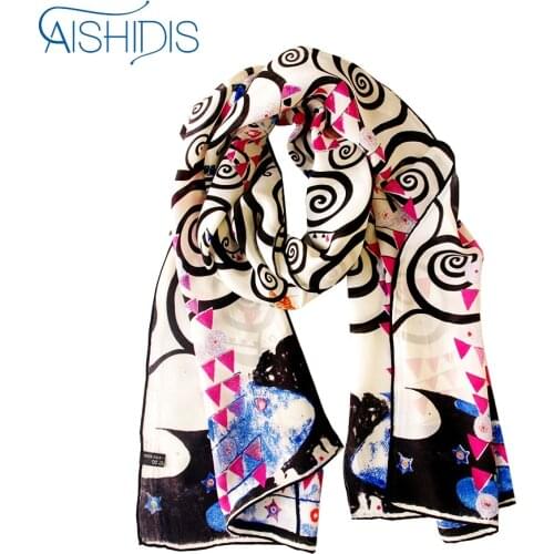 100% Natural Silk Long Scarf Neckties Butterfly Round Circles Handwork Hems Office Ladies Festivals Gift 4 Colors