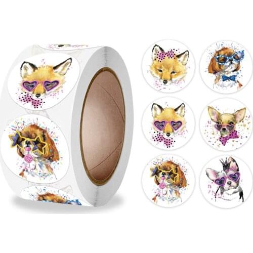 2021 1 inch 500 pieces/roll, cute animal high-quality labels, baking gift cards, gift packaging sealing stickers