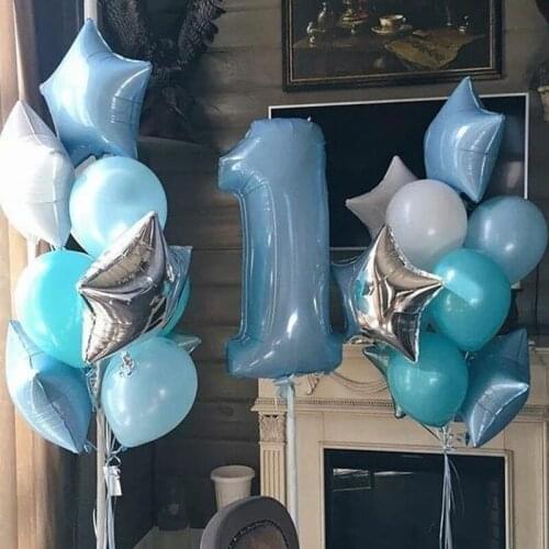 40inch Baby First Number 1 Blue Pink Foil Balloons Digit Helium Balloon Set For Baby Boy Girl 1st Birthday Party Decorations Toy