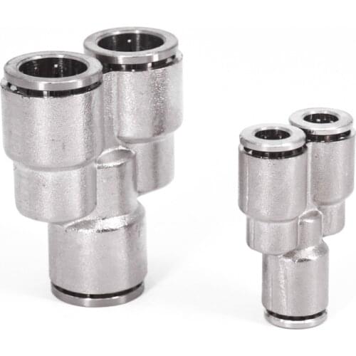 4/6/8/10/12/14/16mm Y-Shaped Pneumatic Nickel Plated Brass Push In Quick Connector Release Air Fitting Plumbing