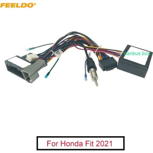 FEELDO Car Audio 16PIN CD/DVD Player Power Calbe Adapter With Canbus Box For Honda Fit 2021 Stereo Plug Wiring Harness