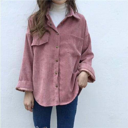 High Quality Autumn Warm Corduroy Blouses Fashion Vintage Long Sleeve Shirts Female Solid Batwing Sleeve Blouse Women Tops