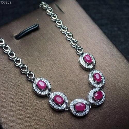 Natural ruby bracelet, hot quality, beautiful color, 925 sterling silver, adjustable size