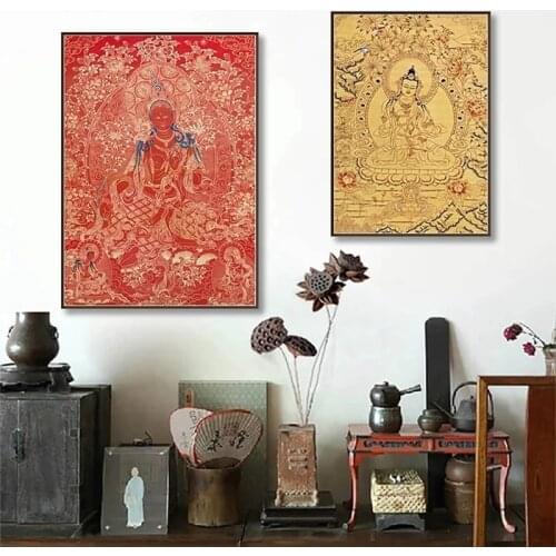 Buddhist Buddha Canvas Painting Print Poster Print Wall Art Indian Chinese Zen Palace Crazy Praka Picture Living Room Home Decor