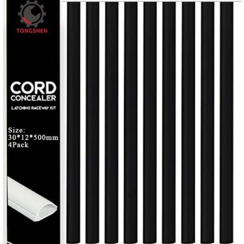 30*12mm Black Cable Concealer Black Cable Raceway Wire Cover Kit with Mounting Tape Cable Organizer for Office Floor Cable Cover