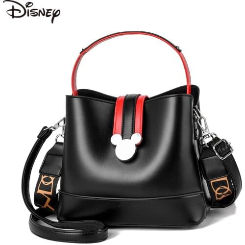 Disney New Mickey High Quality Bucket Womens Shoulder Messenger Handbag Fashion Travel Shopping Bag Girl Mobile Phone Bag Gift