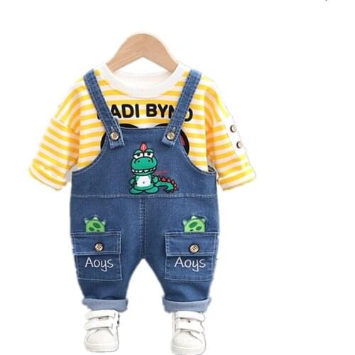 New Spring Autumn Baby Girl Clothes Children Boys Cotton T Shirt Strap Pants 2 Piece Set Toddler Casual Costume Kids Tracksuits