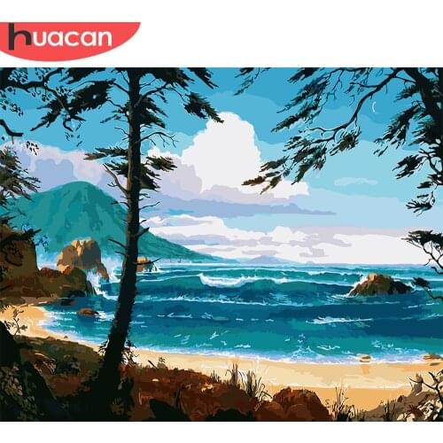 HUACAN Paint By Number Seaside Drawing On Canvas HandPainted Painting Art Gift DIY Pictures By Number Scenery Kits Home Decor
