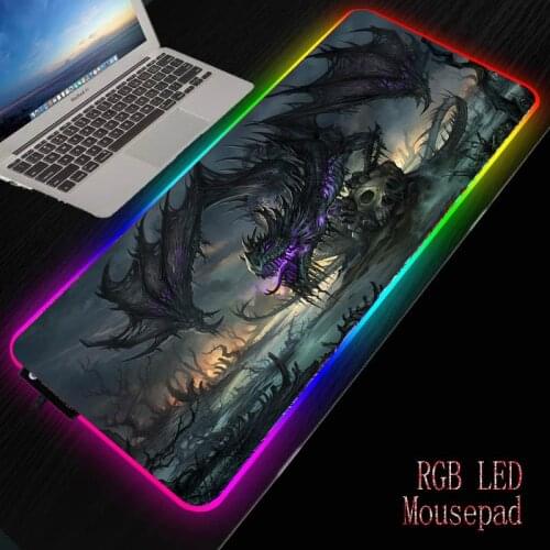 Dragon Skull Gaming Computer Mousepad RGB XXL Large Mouse Pad Big Illuminate PC Desk Play Mat with LED Backlit Gamer Accessories