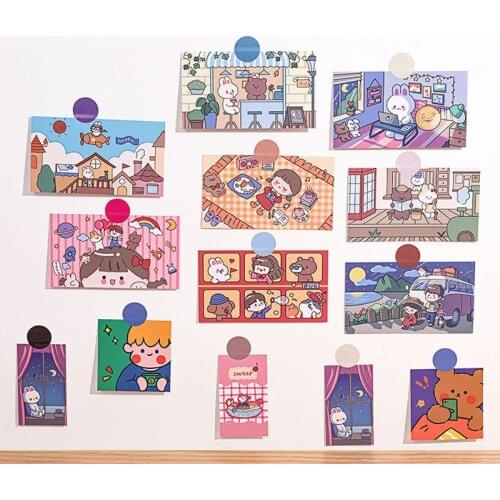 Ins Cute Girl Decoration Card Creative Cartoon Postcard Diy Collocation Room Background Wall Sticker Gift Small Greeting Cards
