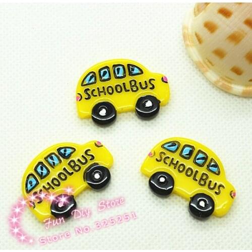 Kawaii Resin school bus Flat back decoration 50pcs/lot 22*31mm