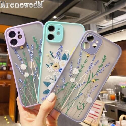 Beautiful Flower Pattern Shockproof Phone Cases For iPhone 11 12 Pro Max Mini XS X XR 7 8 Plus SE20 Matte Translucent Back Cover