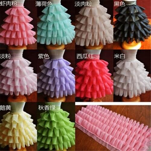 3Meter 10Colors 20cm 5Layers Folds Lace Trims for Children Clothes, DIY Skirt, Lace Trims Accesorry LC0043