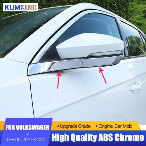 KUMIKUBI Fit For Volkswagen T-Roc 2017 2018 2019 2020 Exterior Car Styling Side Door Rearview Mirror Strips Cover Trims Sticker