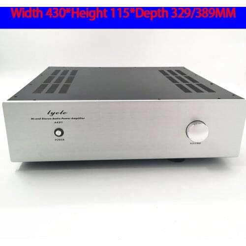 KYYSLB A4311 430*115*329/389MM Aluminum Panel Amplifier Chassis Box House DIY Enclosure with Feet Screws Amplifier Case Shell