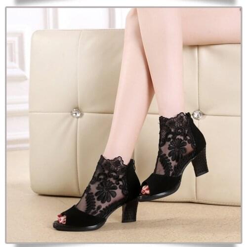 Summer mesh Peep Toe sandals sexy heels single shoes women shoes in Europe and America 2020 spring and summer gauze mujer