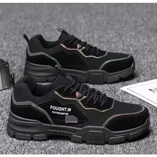 Hot Sale Men Sport Shoes Fashion Mesh Loafers Breathable Lace Up Comfortable Shoes Outdoor Men Sneakers Trend Tides Black Tennis