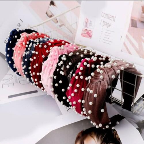 Fashion Women Headband Pearl Hairband High Quality Pleuche Cloth Hair Band Wholesale Adult Hair Accessories