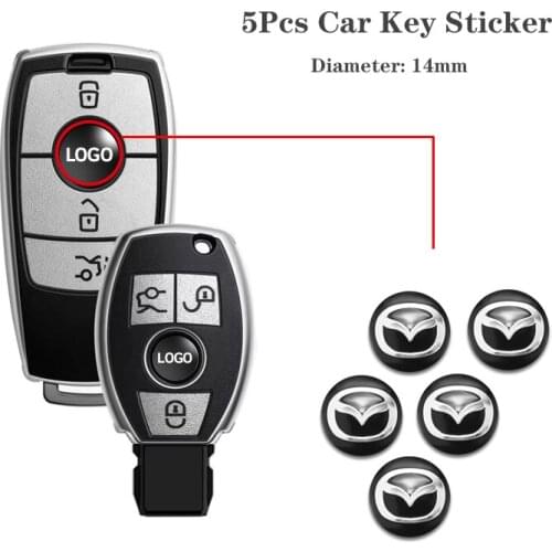 5Pcs 14mm Car Door Key Stickers For Mazda Mazda3 6 Axela Demio CX3 CX5 CX8 MPE Navajo Portege Portege5 RX7 RX8 Tribute MX6 Axela