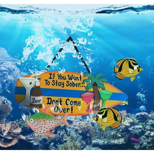 Newest Arrival Seaside Decorative Pendant Slogan Surfboard-Shaped Hanging Artistical Decoration with Rope for Beach Log Cabin