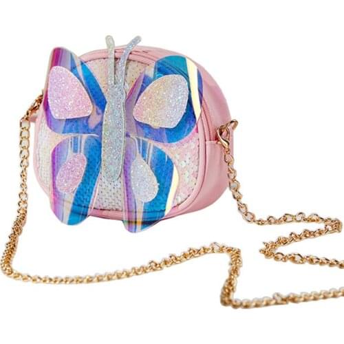 New Korean Cute Colorful Butterfly Kids Crossbody Bag Baby Girl Toddler Mini PU Messenger Bags Shoulder Bag Change Purse