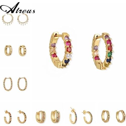 New Round Copper Micro Pave Zirconia Hoop Earrings for Women Gold Open Circle C Shaped Statement Earring Hip Hop Jewelry Gift