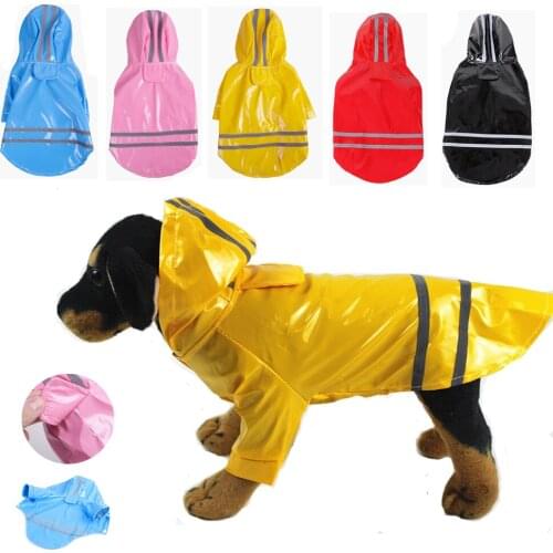 Pet Dog Clothes Raincoat Waterproof Jumpsuit Reflective Rain Coat Sunscreen Dogs Outdoor Raincoat Clothes For Small Dog Supplies