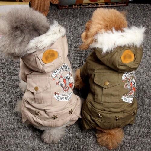 Pet Dog Clothes Winter Warm Dog Green Coat Jumpsuit Thicken Pet Clothing Dog Coat Jacket Chihuahua French Bulldog Clothes