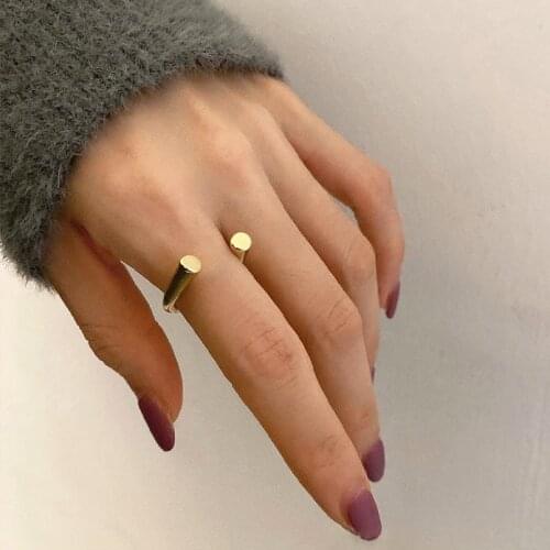 Simple Smooth Finger Rings For Women Metal Gold Opening Cool Personality Ring Jewellery Ladies Gift