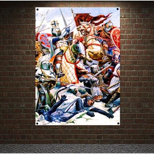 Knight Templar Order Flag Painting Wall Art Crusaders Posters Wall Hanging Custom Vertical Banner Brass Metal Holes Grommets X7