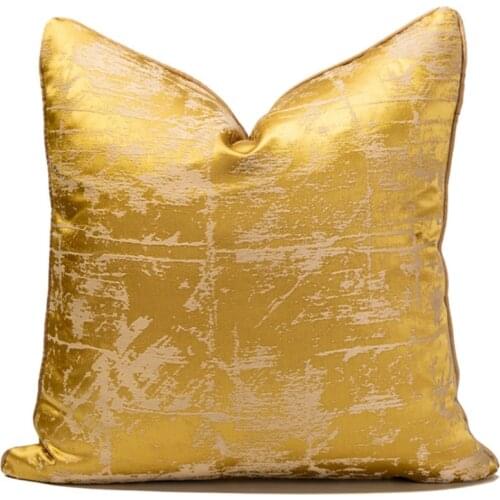 Modern Embroidery Decorative Pillows Case Light Luxury Abstract Golden Geometric Home Hotel Sofa Backrest Jacquard Cushion Cover