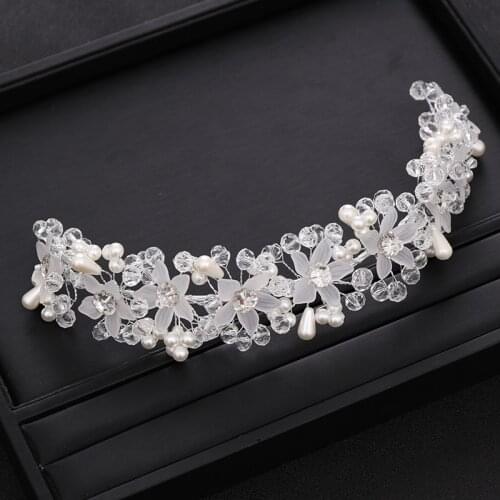 Trendy Wedding Hair Accessories Flower Rhinestone Crystal Headband Wedding Tiara Bridal Hair Jewellery Princess Tiara Headband