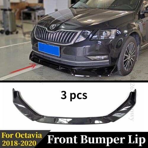Front Bumper Lip Guard Diffuser Protector ABS Plastic 3Pcs For Skoda Octavia Body kit spoiler 2018 2019 2020 Octavia spoiler