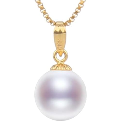 ZHIXI 18K Gold Pearl Necklace Pendant AU750 Natural Freshwater Pearl Simple Design Ladies Fine Party Gift