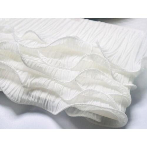1 Meter 7.5cm wide Pleated Chiffon Lace Trim Neckline Trailing Cuff Skirt DIY Handmade Accessories