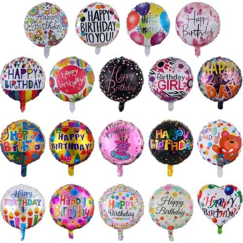 10pcs 18 inch happy birthday balloons round aluminum foil balloons light balloons birthday party decoration balloons